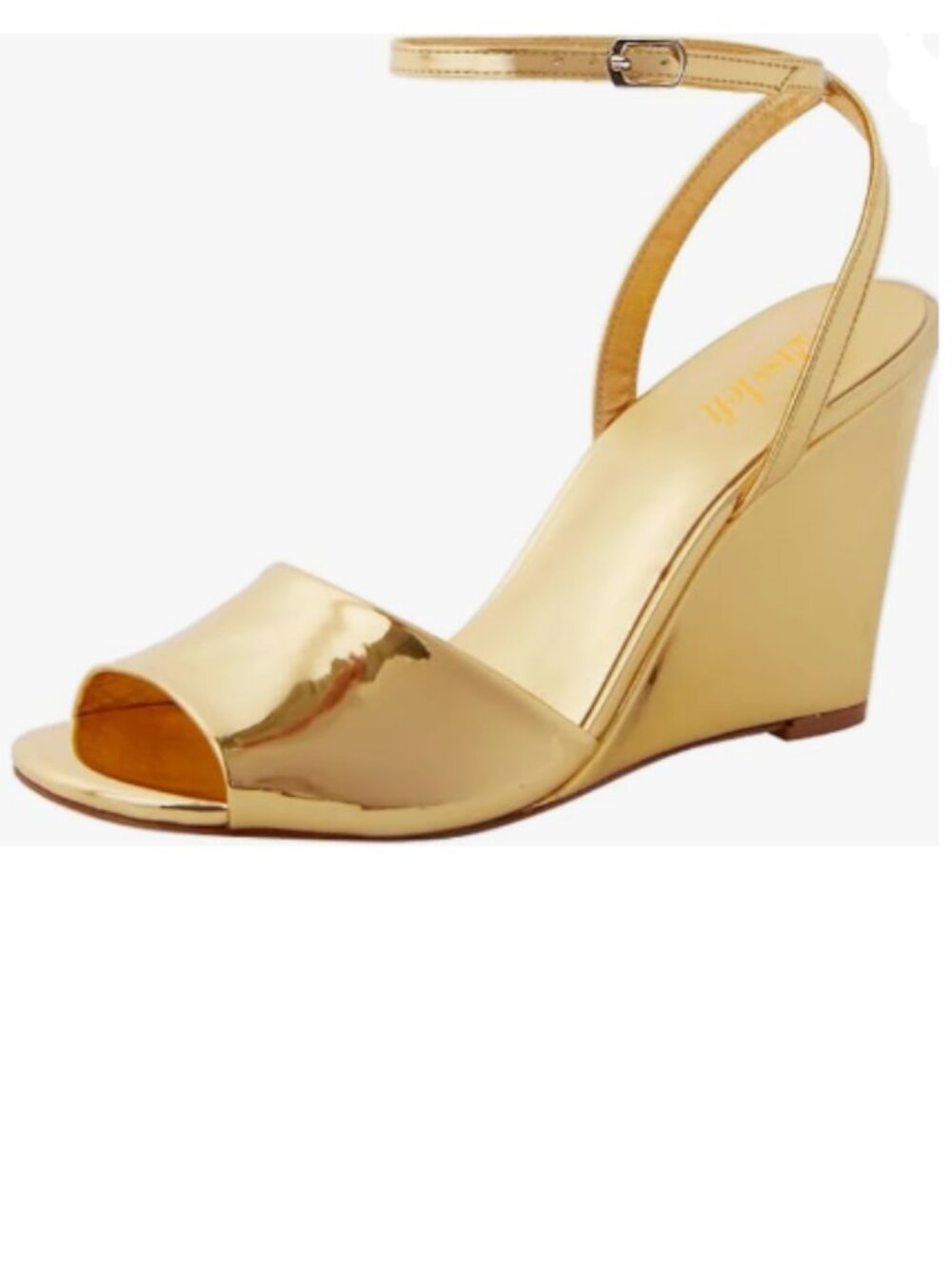 miss left Gold Open Toe Wedge High Heel Sandals Crossed Ankle Strap Stylish Shoe